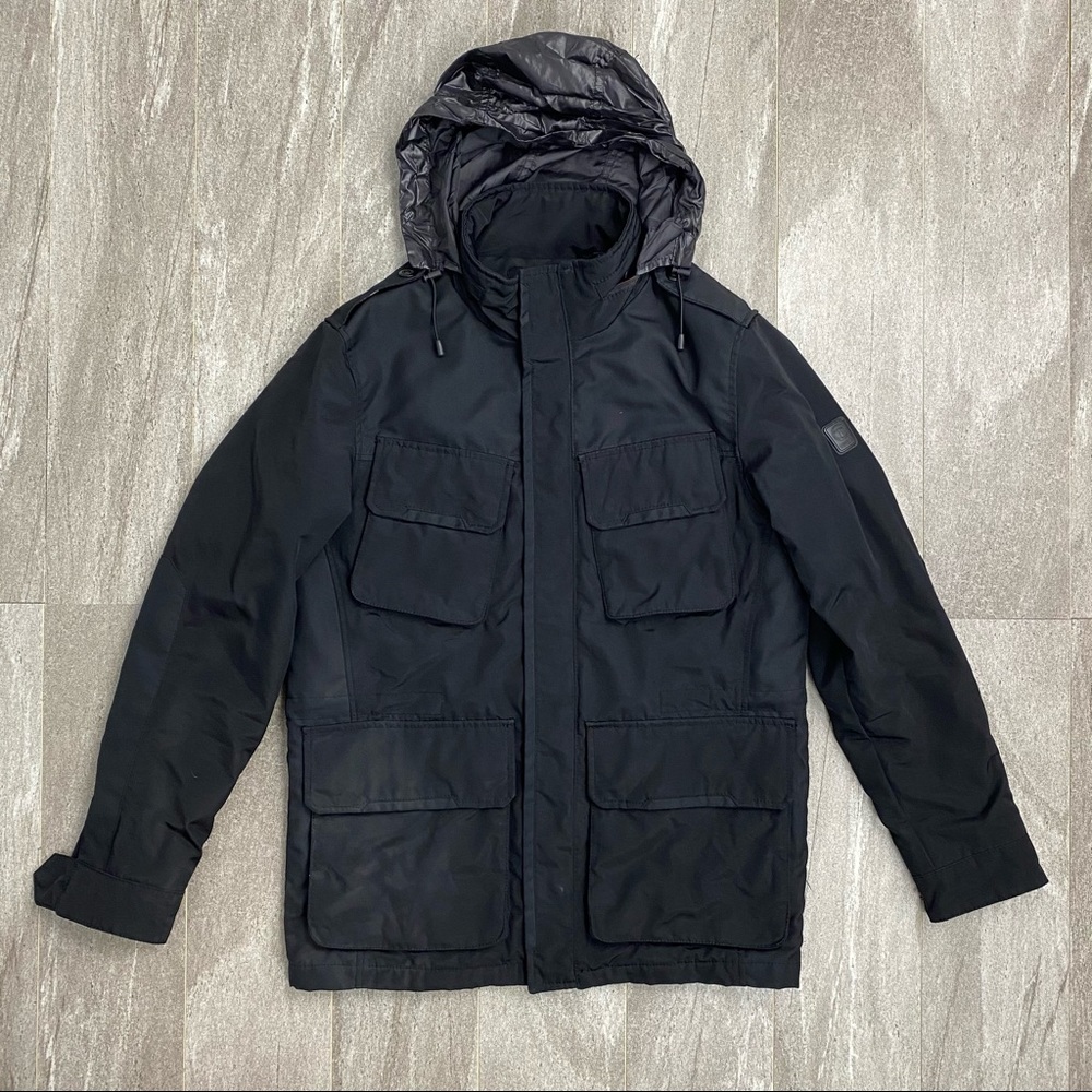 TUMI T-Tech black hooded jacket coat